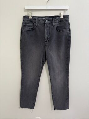 Good American Grey Raw Hem Jeans